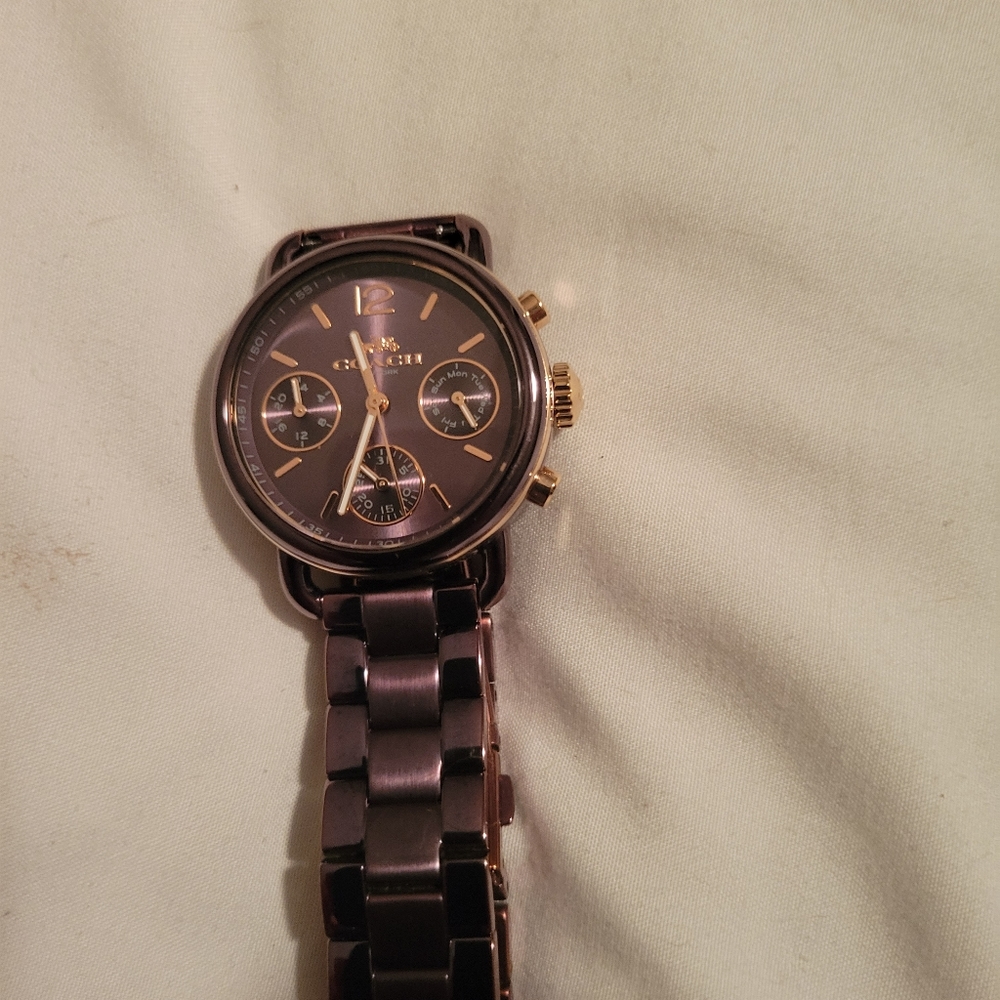 Coach women's Delaney sport stainless steel purple dial watch
